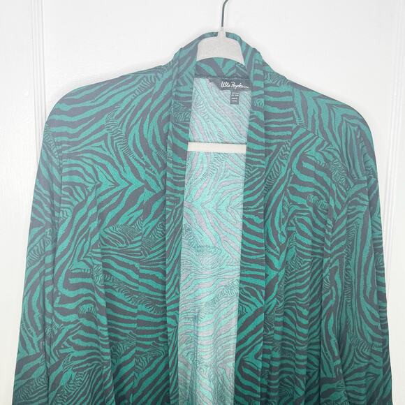 Ulla Popken Green Black Zebra Animal Print Cardigan Layering Lagenlook 24 26 - Picture 5 of 12